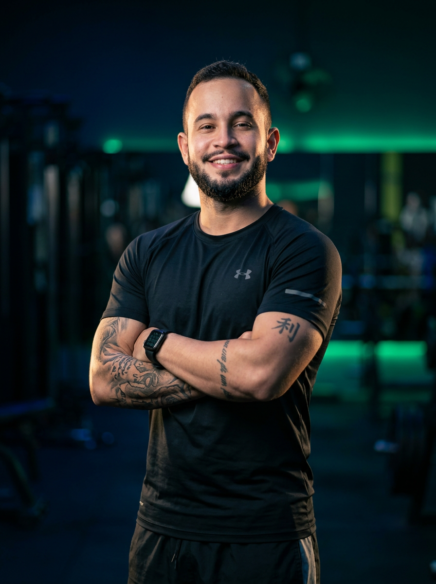 Personal trainer em movimento durante uma sessão de treino